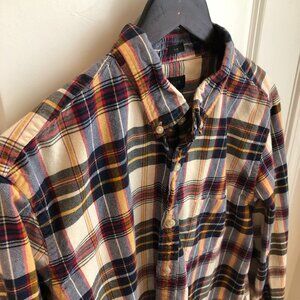 J. Crew Men's Button Down Slim Fit Plaid Design Size Large Business Casual Shirt